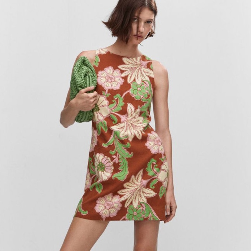 Mango Floral Noemi Linen mini Dress.